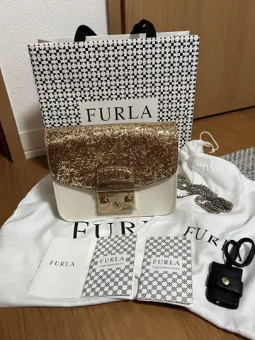 [부속물 있음] FURLA 훌라 메트로폴리스 골드 글리터