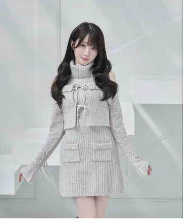 Frill cardigan set mini knit OP