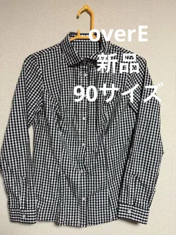 overE 깅엄 체크 셔츠 90 사이즈 블라우스 오버E