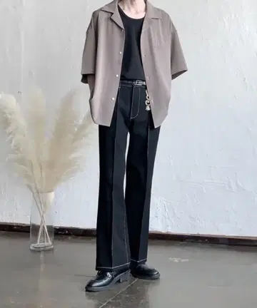 [ JULLIN ] 세미 플레어 데님 팬츠 데님 센터 프레스