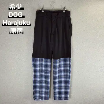 레어 DOG Harajuku mesh check docking pants