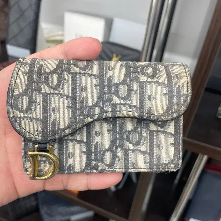 正規品★DIOR Dior Caro グリシーヌ Dior Caro Round Pouch With Chain Black Cannage Grainy