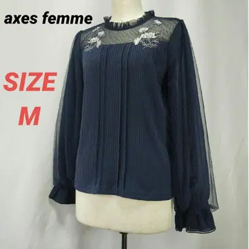 axes femme 엑시즈팜 티셔츠 블라우스 꽃 자수 긴팔 M