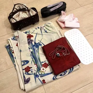 유카타 5세트 (유카타 오비 허리띠 조리 바스켓백)