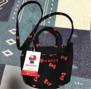 로리즈팜 HELLO KITTY 리본 무늬 미니 토트