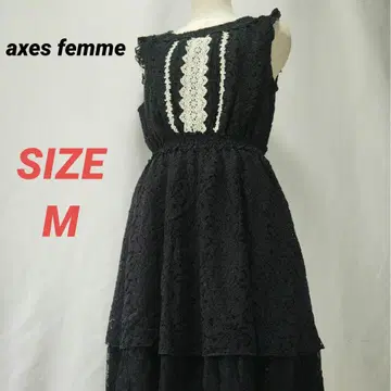 axes femme 원피스 민소매 케미컬 레이스 티어드 블랙