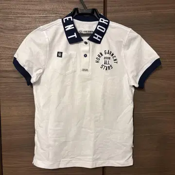 HORN GARMENT 피케 셔츠 화이트/네이비