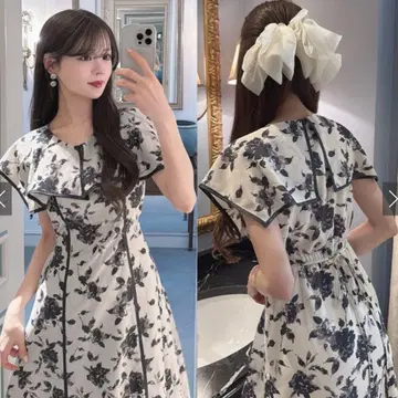 GRL 원피스 화이트 아이보리 꽃무늬