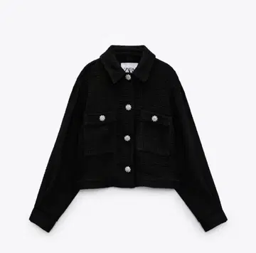 ZARA 자라 라이트 스톤 버튼 자켓 블랙 S