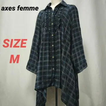 axes femme 엑시즈팜 셔츠 원피스 체크 레이스 프릴