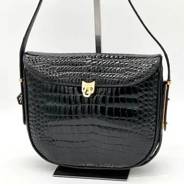 [새상품급] RETTILMODA 크로커다일 악어 미니백 숄더백 블랙