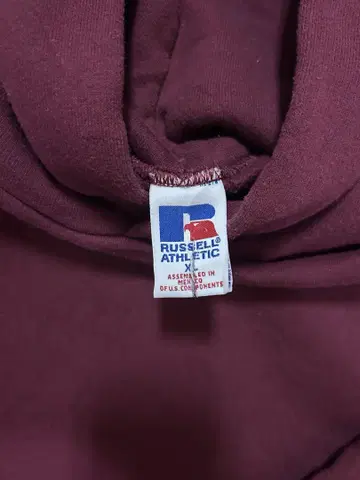 러셀 Russell 후드티 버건디
