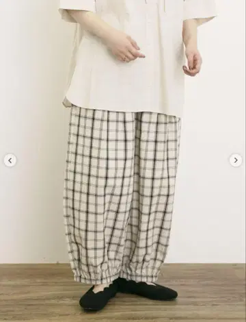 사만사 모스모스 면마 평직 허리 절개 개더 벌룬 팬츠 아이보리