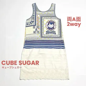 큐브슈가 CUBE SUGAR 레이스 밑단 절개 탱크 원피스 양면 A