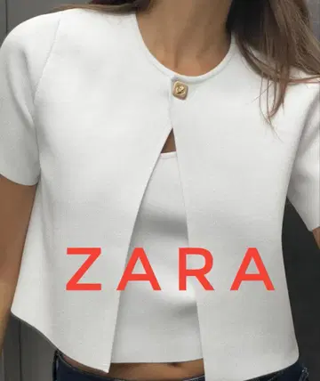 [미사용 새상품] ZARA 플레인 니트 크롭 가디건 S 사이즈