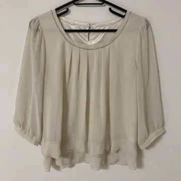 ESPIE 베이지 쉬폰 블라우스 오부 소매