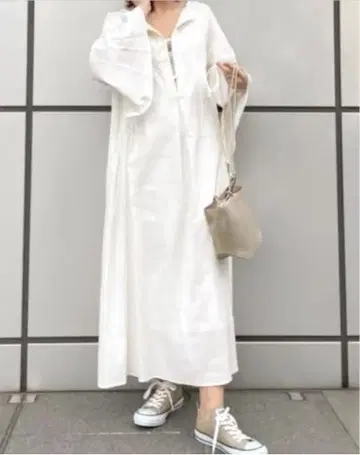 프론트 리본 네프 플레어 원피스