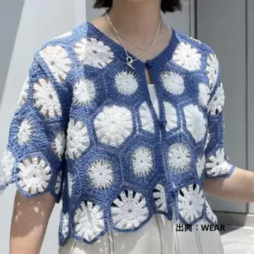 [ PAGEBOY ] 크로셰 라이크 숏 가디건 반팔 상의
