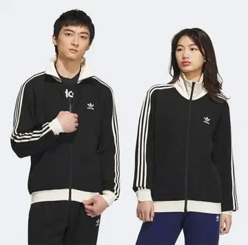 adidas 와플 트랙 자켓 블랙/화이트 M 사이즈