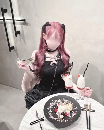 하니뮤 초커 더블 리본 상의 이모 미셸 마카롱