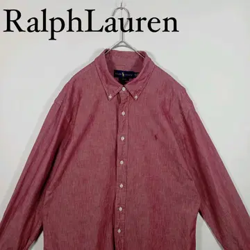 Ralph Lauren 긴팔 버튼 다운 셔츠 무지 레드 바지 XL