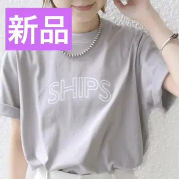 새상품 SHIPS 쉽스 라운드 프린트 로고 TEE 라이트 그레이 M