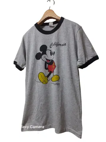 USA DISNEY 링거 티셔츠 미키 반팔 그레이 M