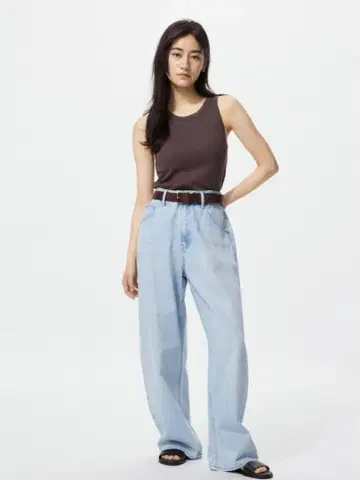 UNIQLO 25 온라인 한정 짧은 기장 배기 커브 청바지 Blue