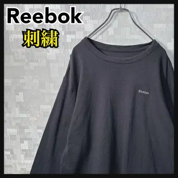 Reebok 롱T 긴팔 티셔츠 자수 남성용 US 사이즈 XL 블랙
