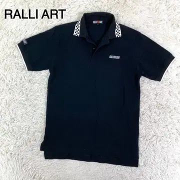RALLI ART 블랙 컬러 로고 자수 피케 셔츠