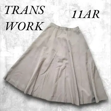 TRANS WORK 플레어 스커트 카키 M 상당 모 100 오피스 업무
