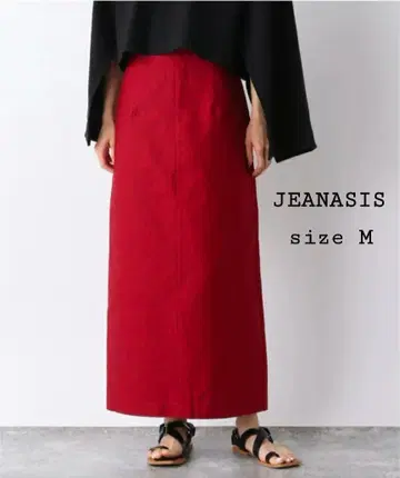 JEANASIS 하이웨스트 롱 스커트 레드 M 타이트
