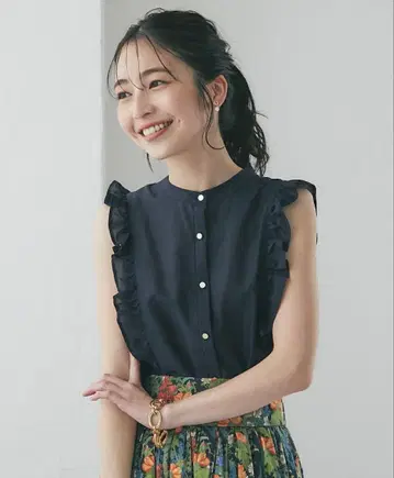 실크론 프릴 블라우스