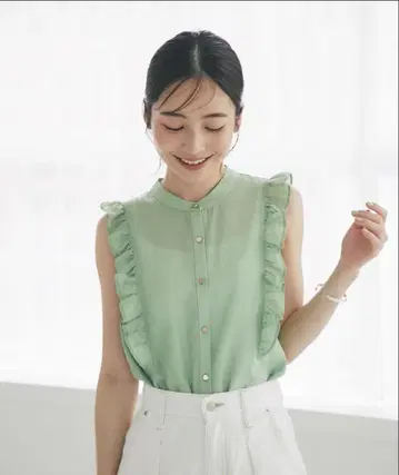 실크 론 프릴 블라우스