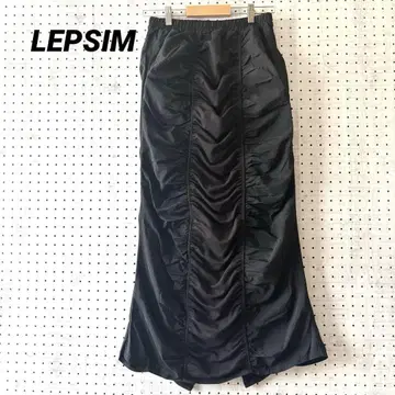 렙심 블랙 도킹 롱 스커트 셔링 나일론 티셔츠