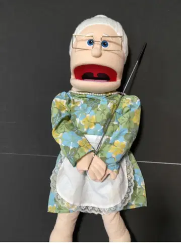 미사용 복화술 인형 퍼펫 할머니 인형 대형 (약 65cm)
