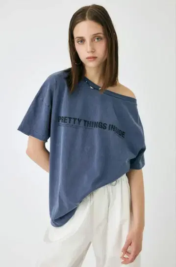 moussy ONE SHOULDER TEE 네이비