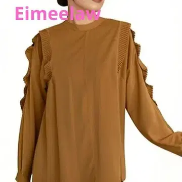 Eimeelaw 카멜 프릴 긴팔 상의 성숙/러블리 카멜