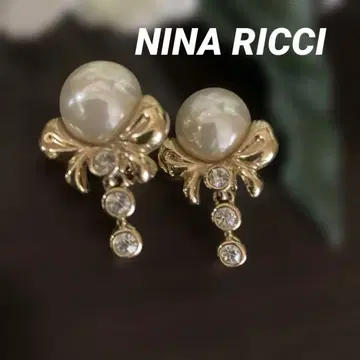 [새상품급] [NINA RICCI] 펄과 크리스탈 골드 귀찌