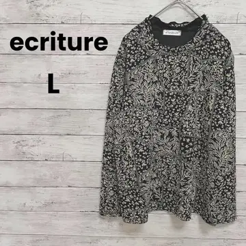 [ ecriture ] 티셔츠 풀오버 ( L ) 올 패턴 고급 프릴 블랙