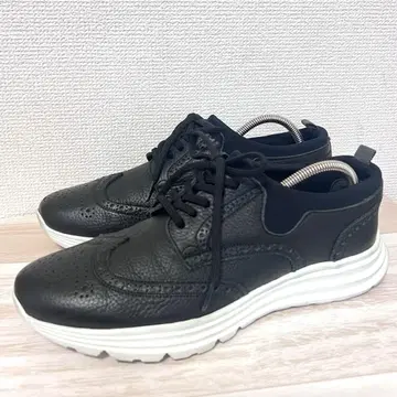 새상품급 히로시 츠보우치 윙팁 가죽 스니커즈 블랙 26.5cm