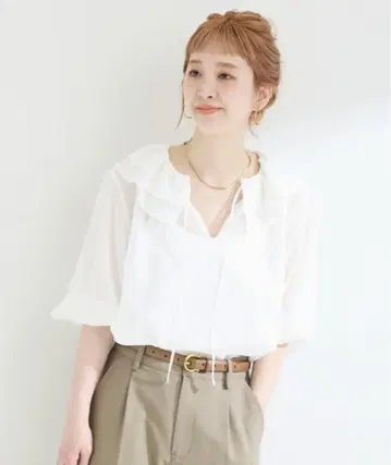 블라우스 셔츠 손세탁 가능 / PE 메쉬 프릴 블라우스 여성용