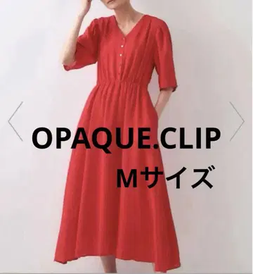 OPAQUE.CLIP V넥 핏&플레어 원피스 시원한 빨간색