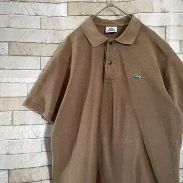 LACOSTE 라코스테 피케 셔츠 반팔 자수 브라운