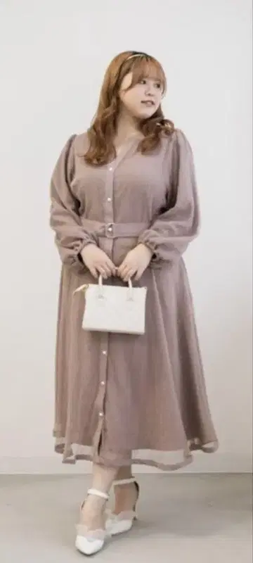 쿠레트 펄 버튼 레이스 원피스 4L