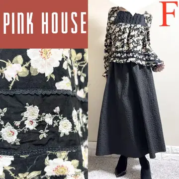핑크하우스 PINK HOUSE 꽃무늬 자수 퍼프 슬리브 블라우스 F 블랙