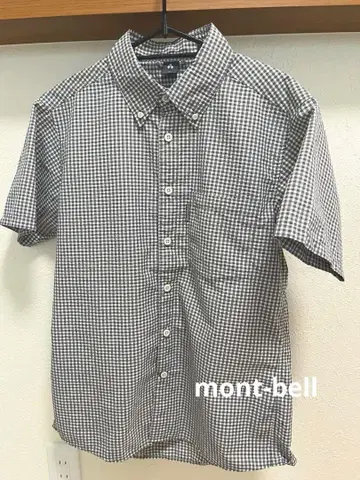 mont-bell 깅엄 체크 반팔 셔츠 미사용