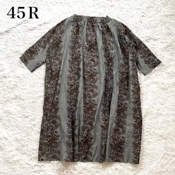 새상품급 45R 보타니컬 프린트 개더 원피스 스트라이프 꽃무늬