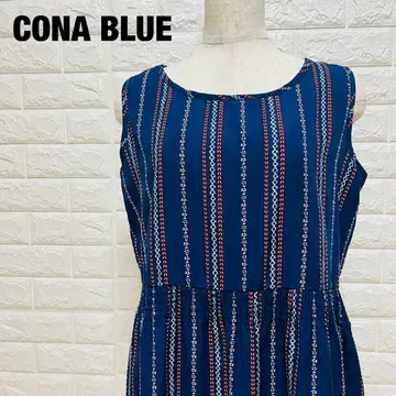 CONA BLUE 네이비 스트라이프 슬리브리스 롱 원피스 [503]