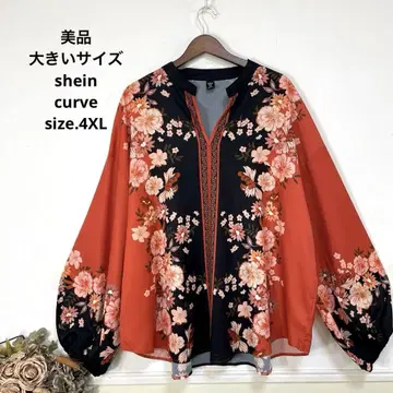 77 새상품급 빅 사이즈 shein curve 동양인 플라워 튜닉